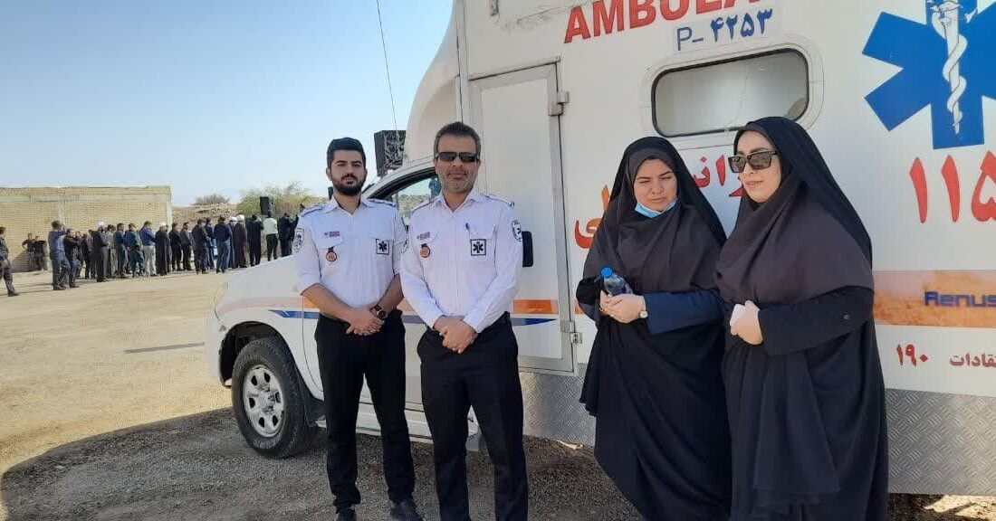 پوشش امدادی سفید پوشان اورژانس ۱۱۵ شهرستان لالی در تاسوعای حسینی