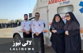 پوشش امدادی سفید پوشان اورژانس ۱۱۵ شهرستان لالی در تاسوعای حسینی
