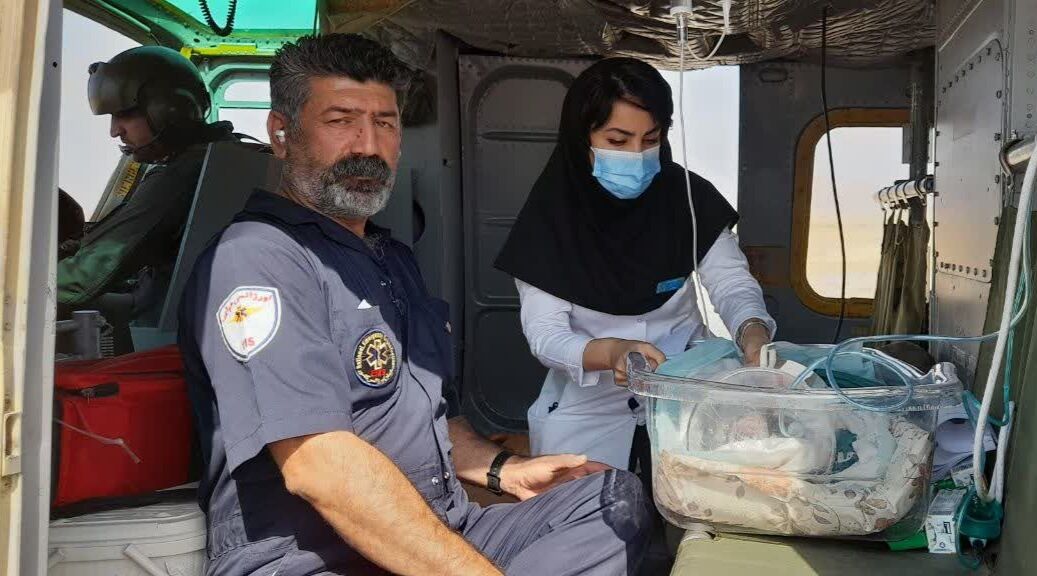 عملیات امدادی اورژانس خوزستان برای نجات نوزاد یک روزه