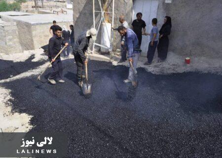 عملیات زیر سازی و روکش آسفالت گرم منطقه سبزآباد در مسجدسلیمان