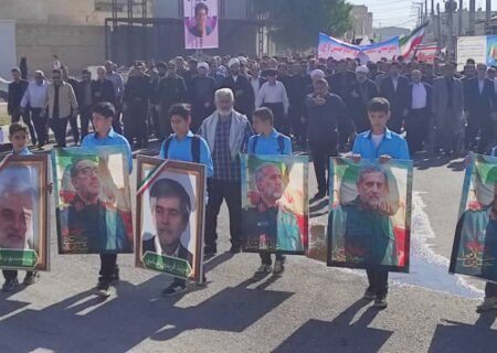 راهپیمایی ۱۳ آبان در لالی با حضور پر رنگ دانش‌آموزان و عشایر بختیاری + تصاویر