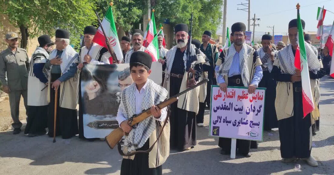نمایش انسجام بسیجیان و عشایر بختیاری در رزمایش «جانفدایان» در لالی + تصاویر
